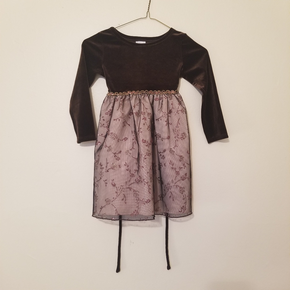 Girls' Sequins Layered Formal Holiday Dress